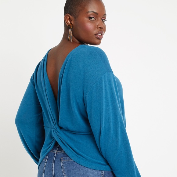 Eloquii- Navy Twist Open-Back Sweater - Picture 10 of 10